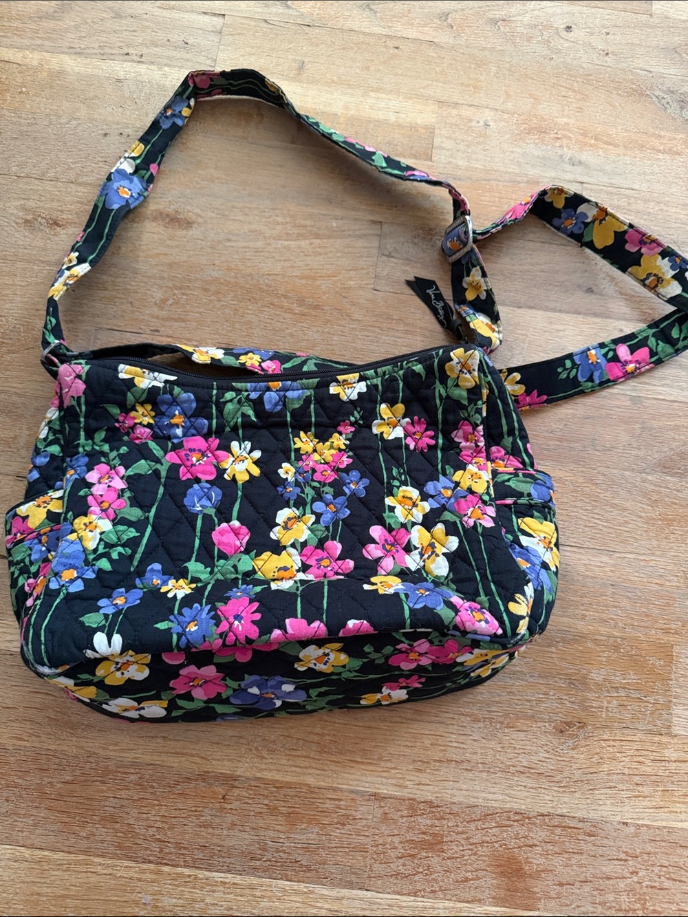 Vera Bradley Black Floral Quilted Crossbody with Multicolor Blooms - Picture 2 of 3